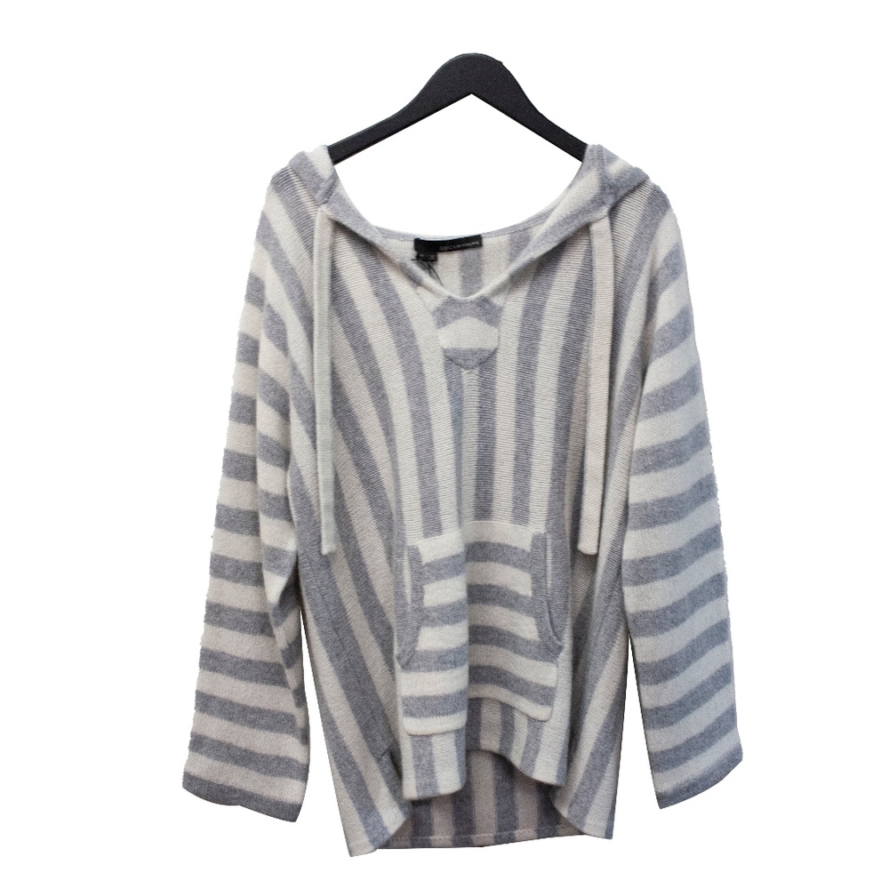 360 CASHMERE MCKENNA HOODIE, GREY/CHALK